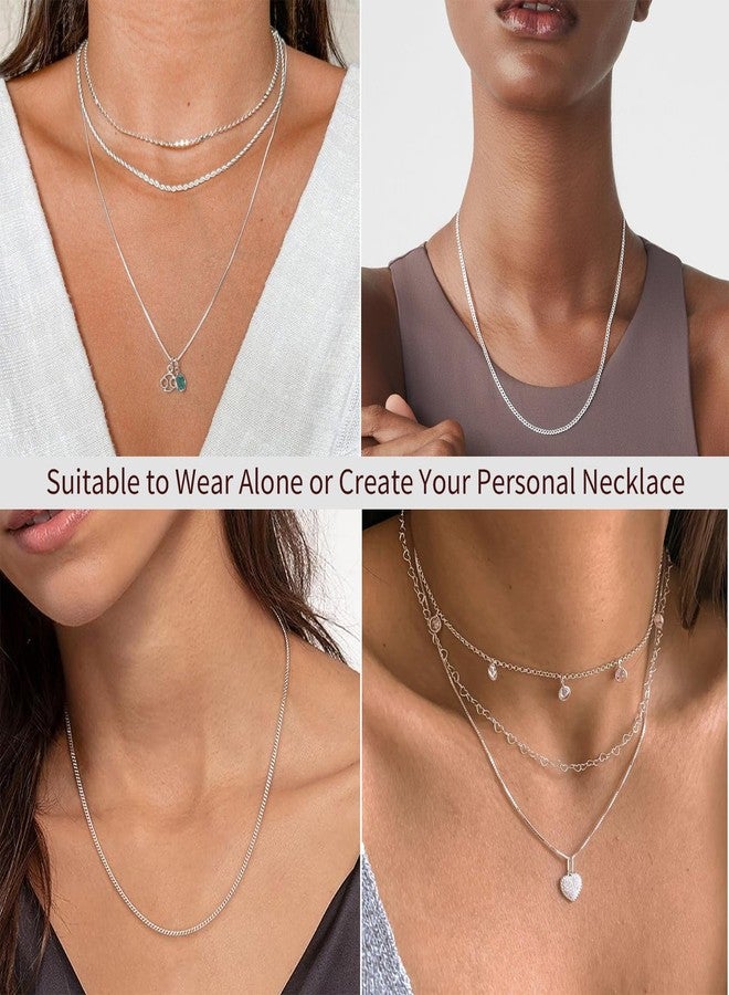 Kenailw 1.5mm Cuban Link Chains for Women Men, s925 Sterling Silver Plated Necklace Curb Chain 24 Inch Christmas Stuffer Gifts - Image 2